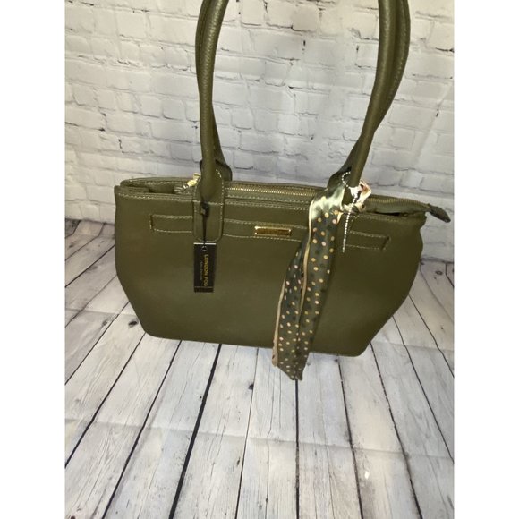 NWT London Fog Olive Green Bag with Tie - Picture 2 of 8